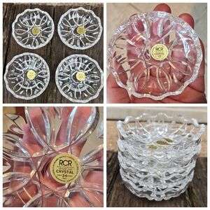 Lot 4 Vtg New Cut Lead Crystal Mini Plates Dishes RCR Italy
